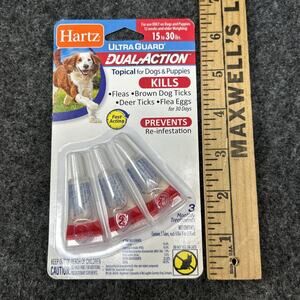 Hartz Dual Action Topical Flea Tick Prevention Dogs Puppies 15-30lbs